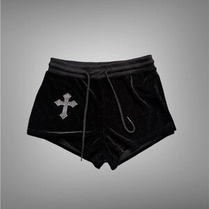 ROMWE Black velour Shorts